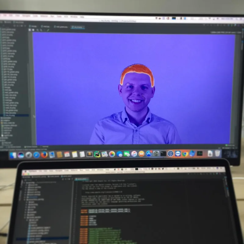 StickerBox face and hair segmentation running on a development workstation