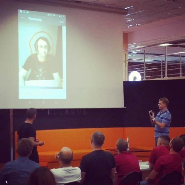 Kirill presenting the StickerBox segmentation prototype