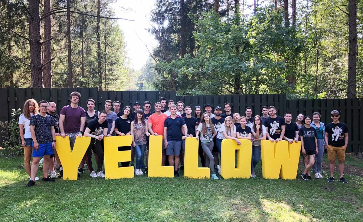 The Yellow software engineering team outdoors